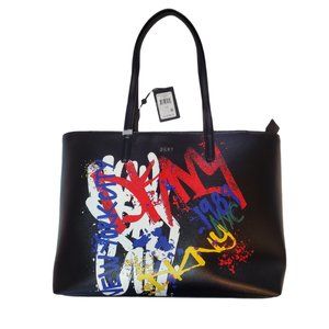 DKNY Bryan Park Tote Bag - Black w Graffiti Design